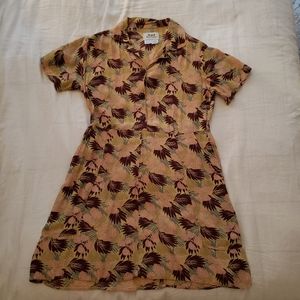 Tropical floral print pastel FLAX 30s dress S